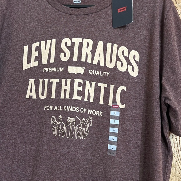 Levi's Men's Brown Authentic Logo Graphic Casual T Shirt Sz-L - Picture 3 of 6